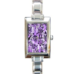 Purple Scene Kid Sketches Rectangular Italian Charm Watch