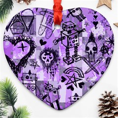 Purple Scene Kid Sketches Heart Ornament