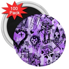 Purple Scene Kid Sketches 3  Button Magnet (100 Pack) by ArtistRoseanneJones