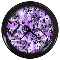 Purple Scene Kid Sketches Wall Clock (black)