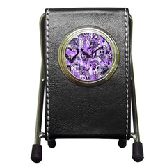 Purple Scene Kid Sketches Stationery Holder Clock