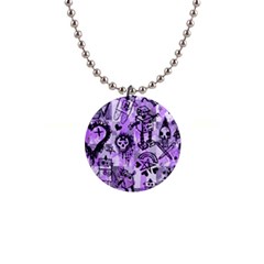 Purple Scene Kid Sketches Button Necklace