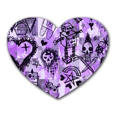 Purple Scene Kid Sketches Mouse Pad (heart) by ArtistRoseanneJones