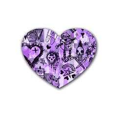 Purple Scene Kid Sketches Drink Coasters 4 Pack (heart) 