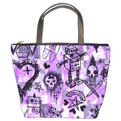 Purple Scene Kid Sketches Bucket Handbag by ArtistRoseanneJones