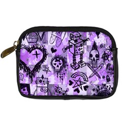 Purple Scene Kid Sketches Digital Camera Leather Case