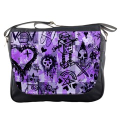 Purple Scene Kid Sketches Messenger Bag by ArtistRoseanneJones