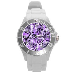 Purple Scene Kid Sketches Plastic Sport Watch (large)