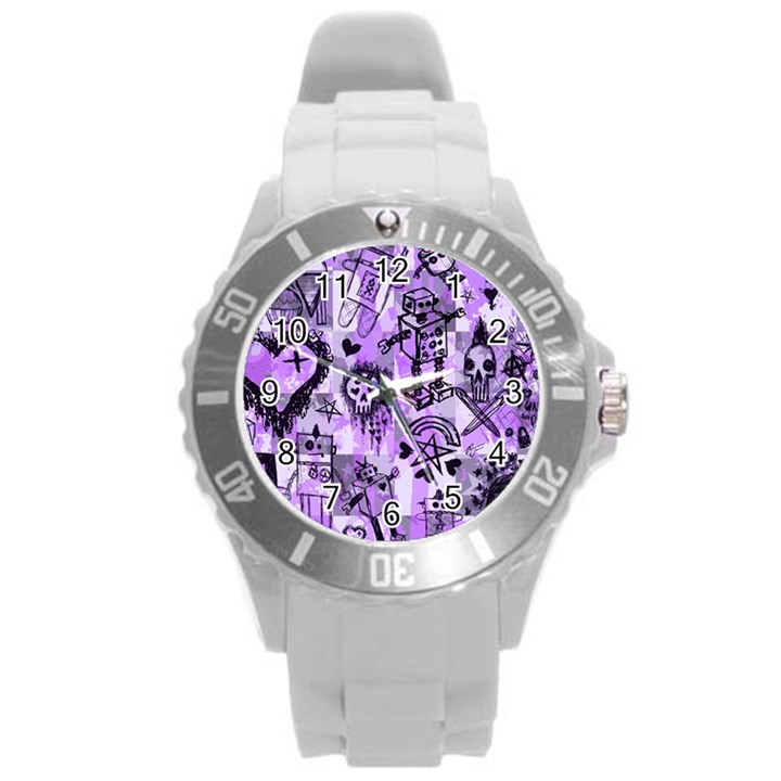 Purple Scene Kid Sketches Plastic Sport Watch (Large)