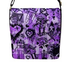 Purple Scene Kid Sketches Flap Closure Messenger Bag (l)