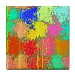 Colorful Paint Spots Tile Coaster