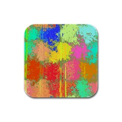 Colorful Paint Spots Rubber Square Coaster (4 Pack)