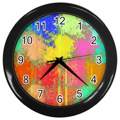 Colorful Paint Spots Wall Clock (black)