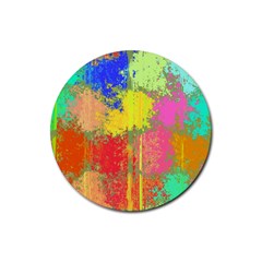 Colorful Paint Spots Rubber Coaster (round)