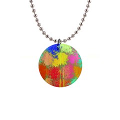 Colorful Paint Spots 1  Button Necklace by LalyLauraFLM