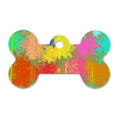 Colorful Paint Spots Dog Tag Bone (one Side)