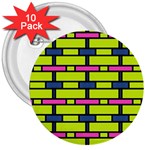 Pink,green,blue rectangles pattern 3  Button (10 pack) Front