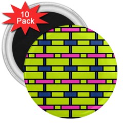 Pink,green,blue Rectangles Pattern 3  Magnet (10 Pack)