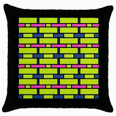 Pink,green,blue Rectangles Pattern Throw Pillow Case (black) by LalyLauraFLM