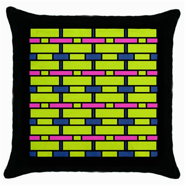 Pink,green,blue rectangles pattern Throw Pillow Case (Black)