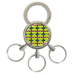 Pink,green,blue Rectangles Pattern 3-ring Key Chain