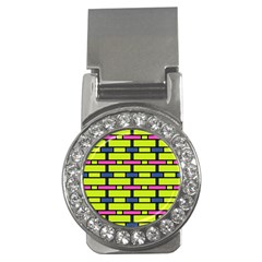 Pink,green,blue Rectangles Pattern Money Clip (cz)