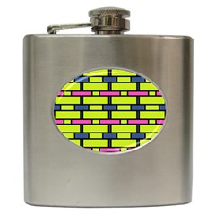 Pink,green,blue Rectangles Pattern Hip Flask (6 Oz)