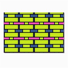 Pink,green,blue Rectangles Pattern Postcards 5  X 7  (pkg Of 10) by LalyLauraFLM