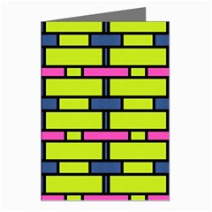 Pink,green,blue Rectangles Pattern Greeting Cards (pkg Of 8)