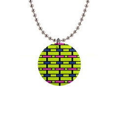 Pink,green,blue Rectangles Pattern 1  Button Necklace