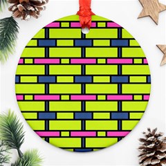 Pink,green,blue Rectangles Pattern Round Ornament (two Sides) by LalyLauraFLM