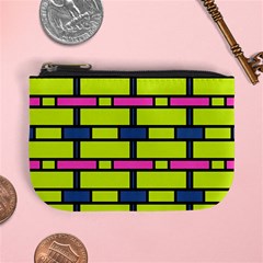 Pink,green,blue Rectangles Pattern Mini Coin Purse