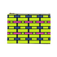 Pink,green,blue Rectangles Pattern Cosmetic Bag (large) by LalyLauraFLM