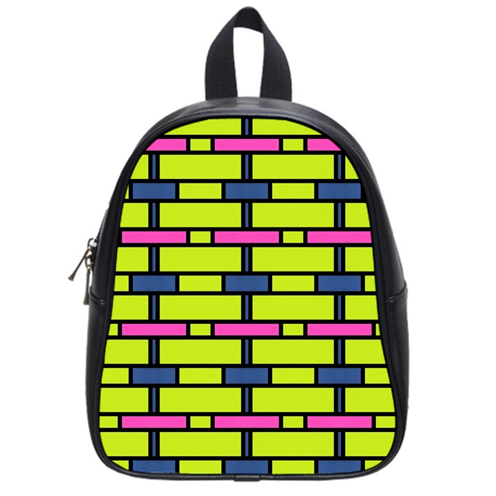 Pink,green,blue rectangles pattern School Bag (Small)