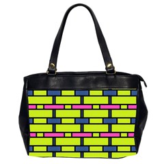 Pink,green,blue Rectangles Pattern Oversize Office Handbag (2 Sides)