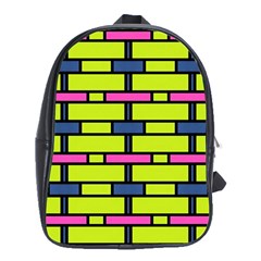 Pink,green,blue Rectangles Pattern School Bag (xl)