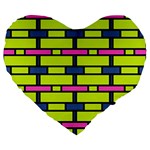 Pink,green,blue rectangles pattern Large 19  Premium Heart Shape Cushion Front