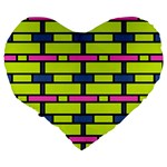 Pink,green,blue rectangles pattern Large 19  Premium Heart Shape Cushion Back