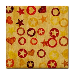 Shapes On Vintage Paper Tile Coaster