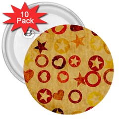 Shapes On Vintage Paper 3  Button (10 Pack)