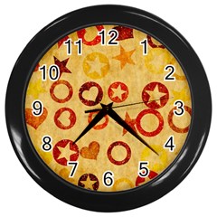 Shapes On Vintage Paper Wall Clock (black) by LalyLauraFLM