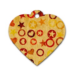 Shapes On Vintage Paper Dog Tag Heart (one Side)