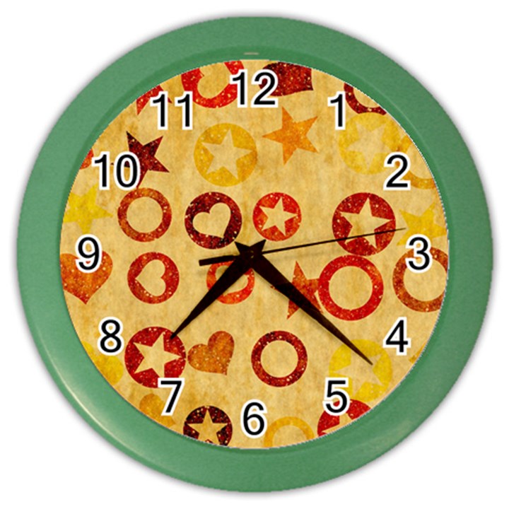 Shapes on vintage paper Color Wall Clock