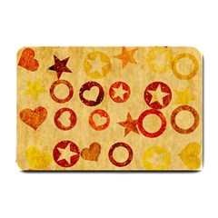 Shapes On Vintage Paper Small Doormat by LalyLauraFLM