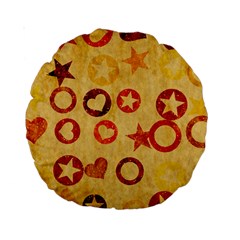 Shapes On Vintage Paper Standard 15  Premium Round Cushion 