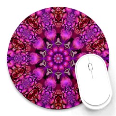 Pink Fractal Kaleidoscope  8  Mouse Pad (round)