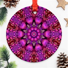 Pink Fractal Kaleidoscope  Round Ornament