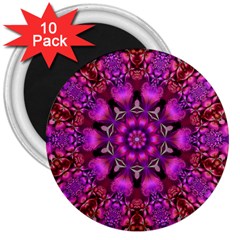 Pink Fractal Kaleidoscope  3  Button Magnet (10 Pack) by KirstenStar