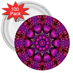 Pink Fractal Kaleidoscope  3  Button (100 Pack)