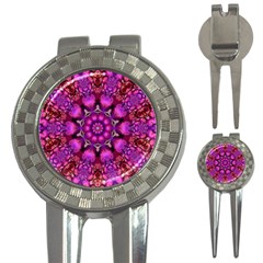 Pink Fractal Kaleidoscope  Golf Pitchfork & Ball Marker